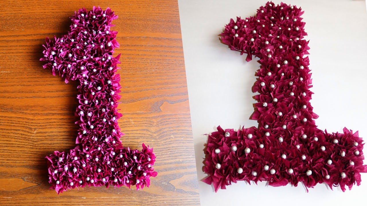 DIY 3D Floral Number For Birthday Decoration Floral letters YouTube