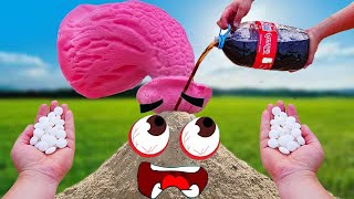 Big Pink Volcano Eruption! Big Coca Cola, Fanta, Sprite vs Mentos Underground | Doodles Life