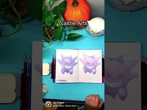 Drawing Gengar to Compare Prismacolor to Castle Arts Colored Pencils pokemon drawingtutorial