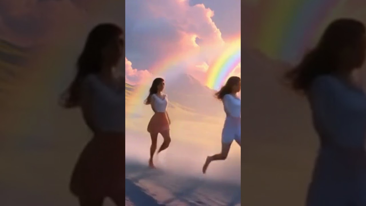 Serene Sunset Landscape with Rainbow