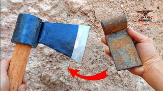 عملية تحويل الخردة إلى فأس صلب / The process of turning scrap into a steel axe