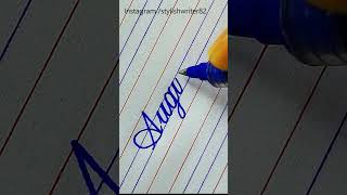 How to write "August" month in cursive handwriting |Learn cursive writing step by step | #shorts August In Cursivewriting For Beginners Shorts Handwriting Cursive August Calligraphy Art