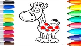 Learn how to draw and color a Giraffe Colouring pages for children