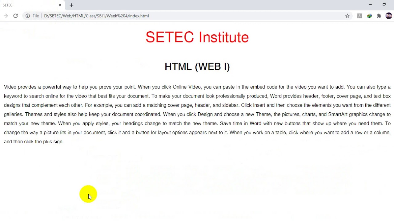 HTML Chapter 2 HTML Tag Part 4 - YouTube