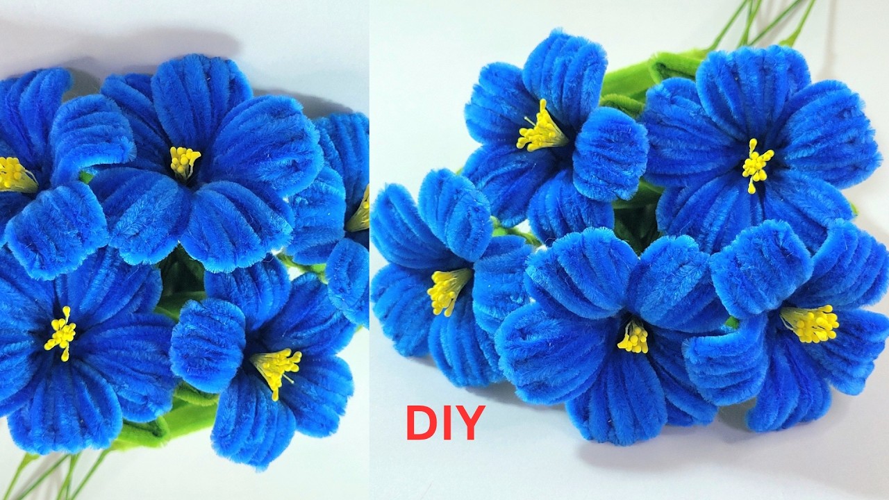 DIY Handmade 💙 Pipe Cleaner Flowers Easy to Make for Everyone 🌼 Tutorial Flowers Crafts 💙