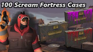 TF2 Unboxing: 100 Scream Fortress Cases! Did I Use Up too Much Luck Last Time!?