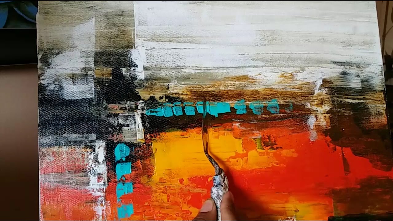 Acrylic abstract painting demonstration #Palette knife blending