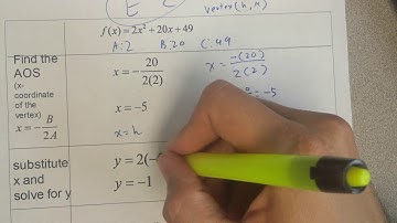 10 Standard Form to Vertex Form  (Without Calculator Table) Example 2