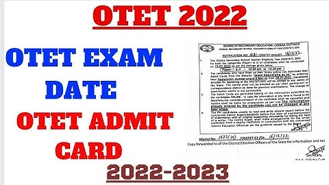 OTET 2022|EXAM DATE & ADMIT CARD|IMPORTANT INFORMATION|VERY IMPORTANT @vidwanclasses2137  #OTET