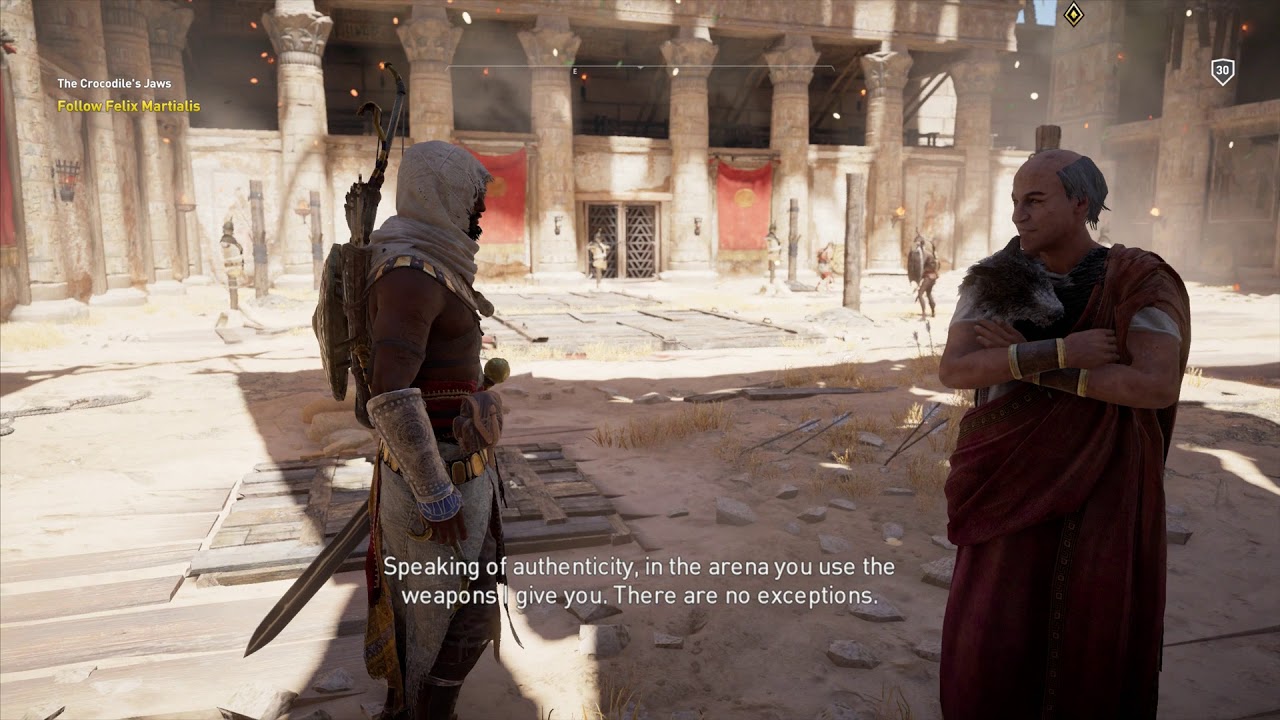 Assassin's Creed: Origins - The Crocodile's Jaws: Follow Felix Martialis Gladiator Tutorial Dialogue