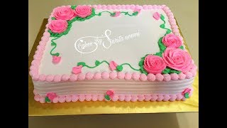 BEAUTIFUL CAKE FOR A GIRL | DECORACION SENCILLA DE PASTEL CON ROSAS | PRICIPIANTES | MEDIA PLANCHA