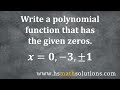 Polynomial Function from Roots Quiz