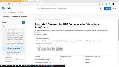 Browser Support for Salesforce B2B Commerce for Visualforce (CloudCraze)