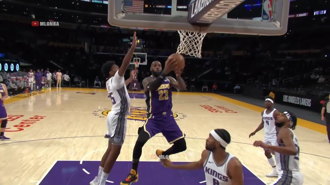 LeBron James' first field goal back is a tough andone Lakers vs