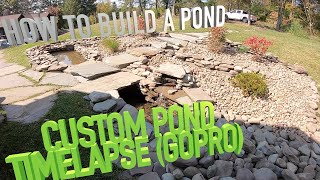 DIY - Building a backyard pond with waterfall (time-lapse)