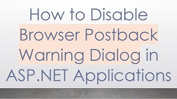 How to Disable Browser Postback Warning Dialog in ASP.NET Applications