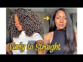 CURLY TO STRAIGHT (NO DAMAGE) | First time straightening my curls in 3.5 years | Pgeeeeee