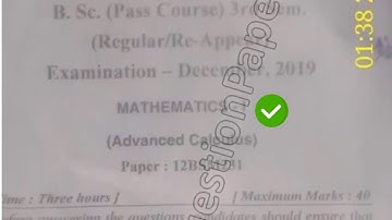 2019 IGU BSc 3rd Sem Maths Advance Calculus Question Paper