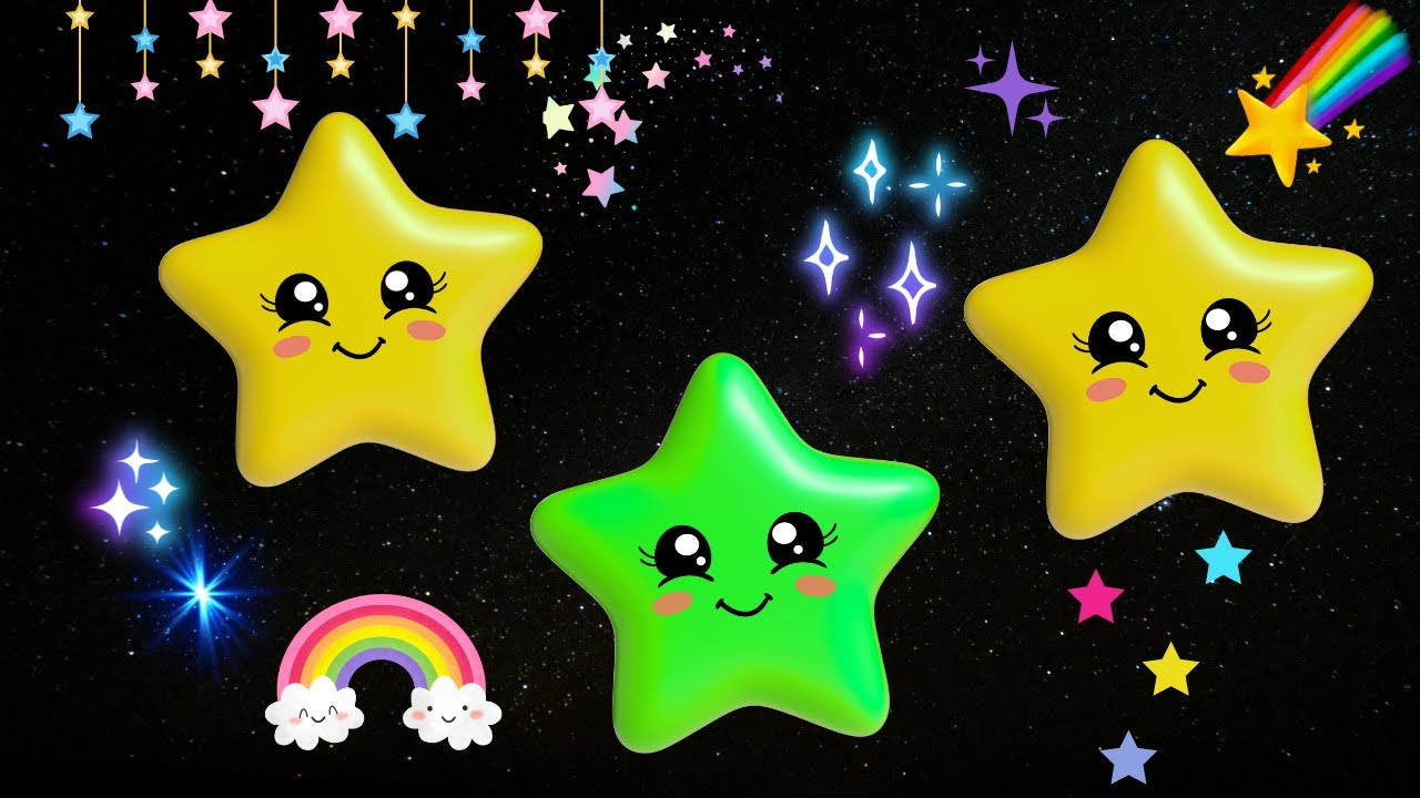 ⭐Twinkle Twinkle Little Star Magic Dream Sky Song with Shiny Stars, Happy Moon & Soft Night Sounds🌙✨
