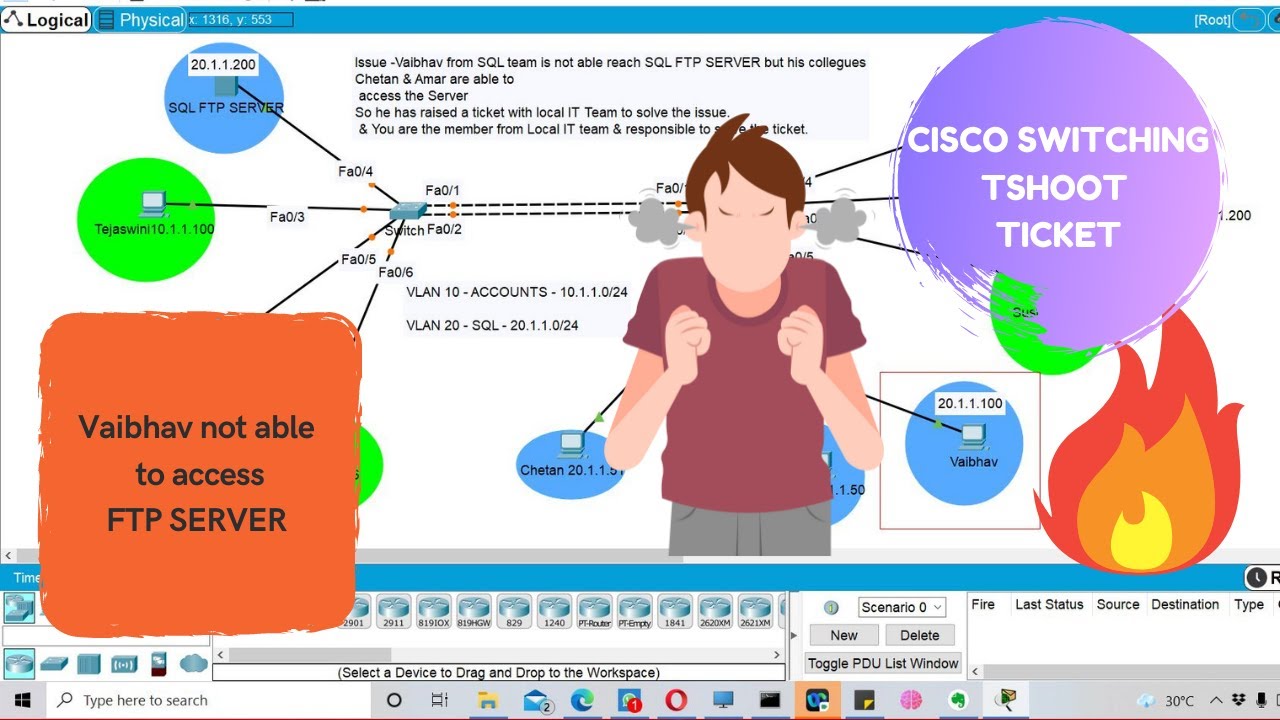 CISCO SWITCH TROUBLESHOOTING TICKET 9 | Vaibhav not able to access FTP ...