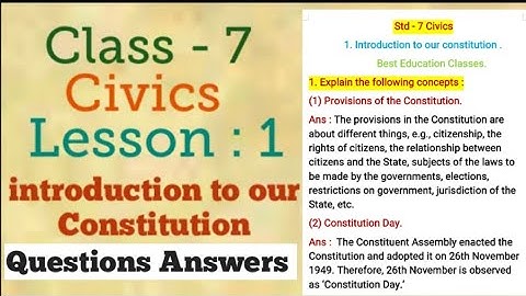 Class 7 | Civics | LESSON 1 |  Introduction to our Constitution | Question-Answer Maharashtra Board.