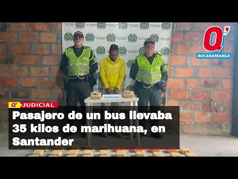 Sorprenden a pasajero de un bus en Santander con 35 kilos de marihuana
