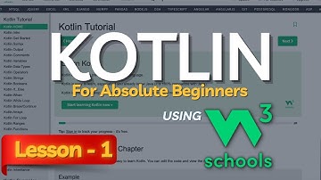 W3Schools KOTLIN Tutorial for Absolute Beginners | Learn Kotlin Programming using W3Schools( Part-1)