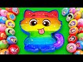 Satisfying ASMR Slime | Making Rainbow Slime Cat Bathtub by Mixing Clay Eggs