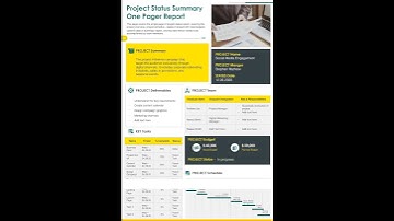 Project Status Summary One Pager Report Presentation Report Infographic Ppt Pdf Document