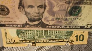 $10 Ten Dollar Note 2017 Radar and $5 Five Dollar Note Radar banknote for the currency collection