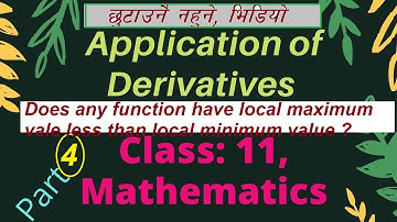 Local Maxima / Local Minimum/Point of inflection/Application of derivatives # Part:4# Maths/Grade11