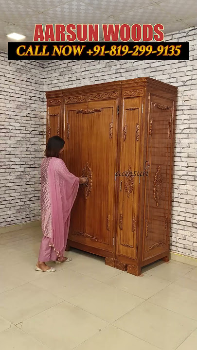 Wooden Almirah - wardrobe unit - wooden wardrobe - Almirah design #ytshort
