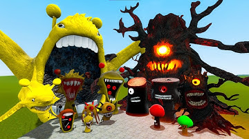 ALL PHASES OF SIMON (YELLOW) SPRUNKI VS ALL PHASES OF HORROR MR TREE SPRUNKI In Garry