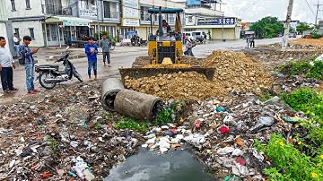 Wonderful New Project!! Filling Land Delete Garbage In Flooded Area Using Komat