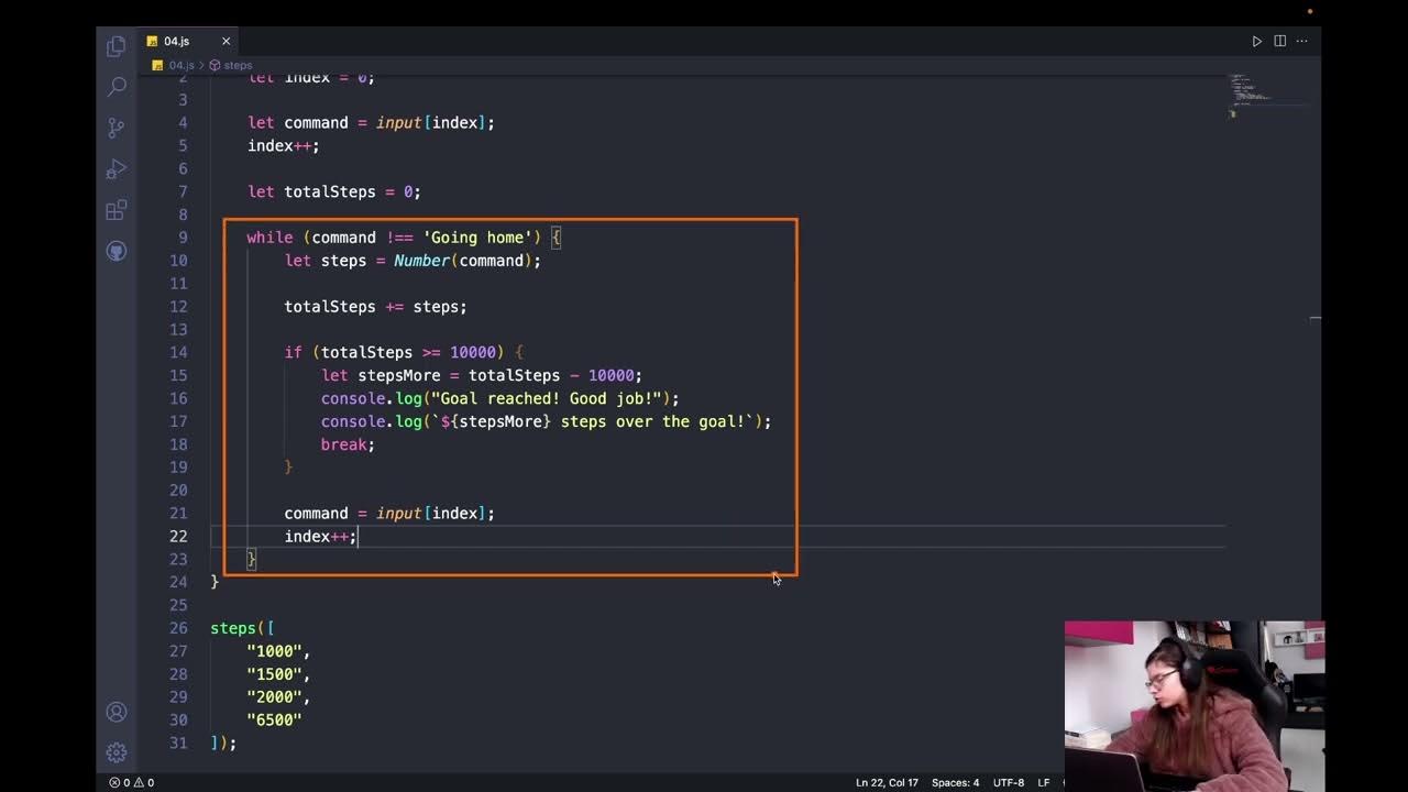 SoftUni JS Basics Jan 2023 - While-Loops (Exercise) - 04. Walking - YouTube