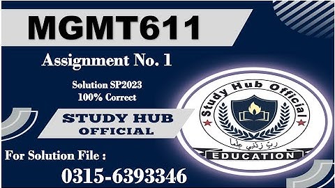 MGMT611 Assignment 1 solution mgmt611 sp2023
