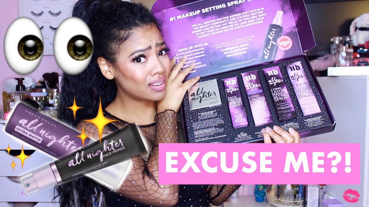 Testing New Urban Decay ALL NIGHTER PRIMER AND MATTE SETTING SPRAY YouTube
