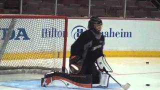 Jonas Hiller taking shots at Honda Center