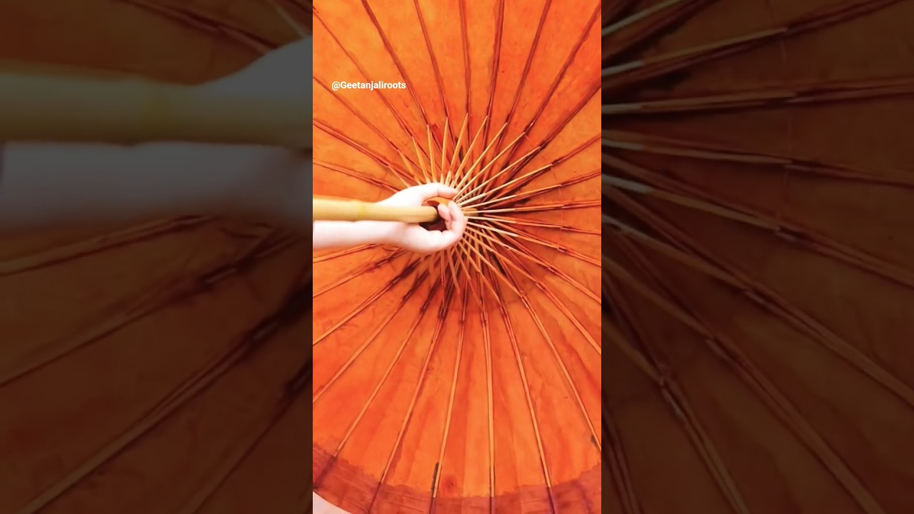 Ancient umbrella making in traditional way 