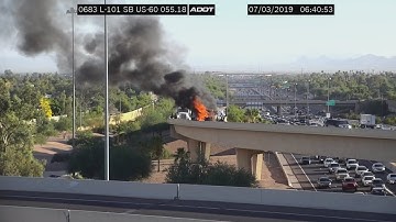 Dump truck catches fire on Loop 101 in Tempe