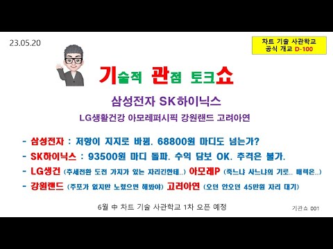 [기술적 관점 토크쇼] 삼성전자 SK하이닉스 LG생활건강 아모레퍼시픽 <strong>강원랜드</strong> 고려아연  230520