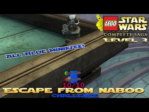 Lego Star Wars TCS: Ep 1 Chap 3 / Escape from Naboo CHALLENGE (All Blue Minikits) - HTG