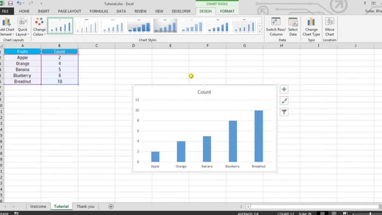 Excel 2013 beginners Charts - Column Chart - YouTube