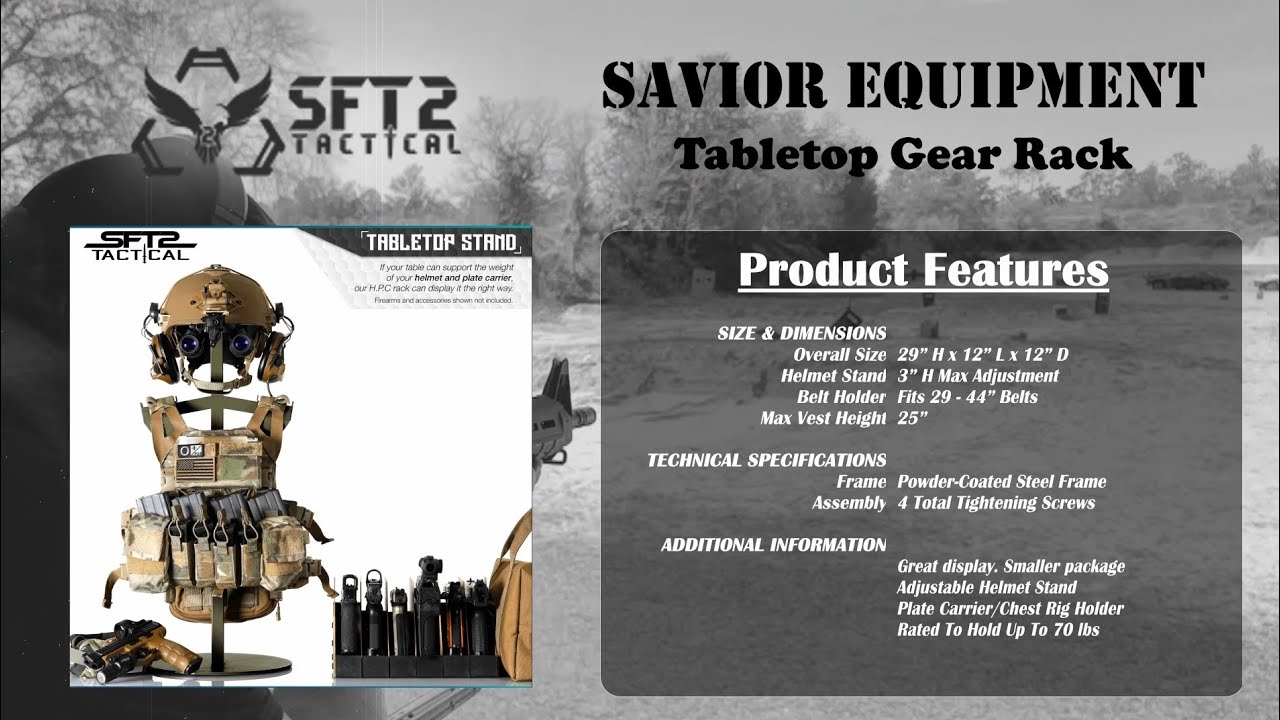 SFT2 Tactical Savior Equipment Tabletop Gear Rack for Plate Carrier and ...