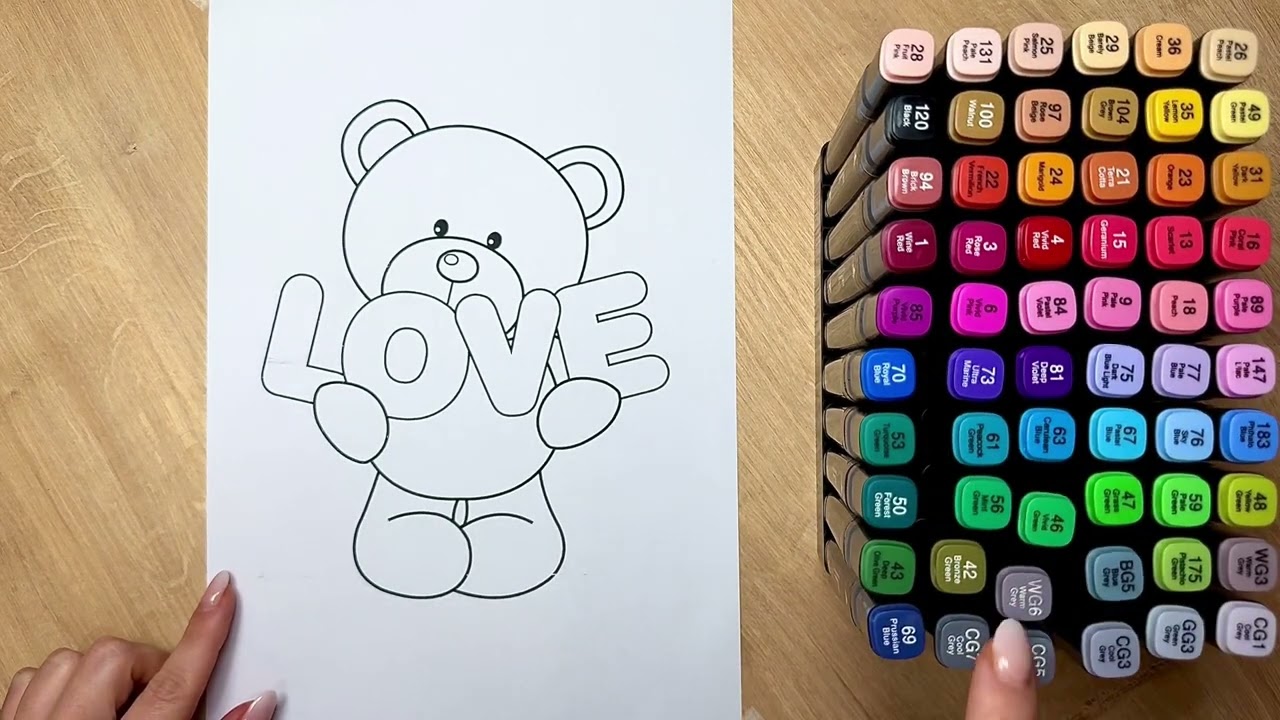 Satisfying lovely Teddy Bear Coloring | ASMR & Calm 🧸♥️