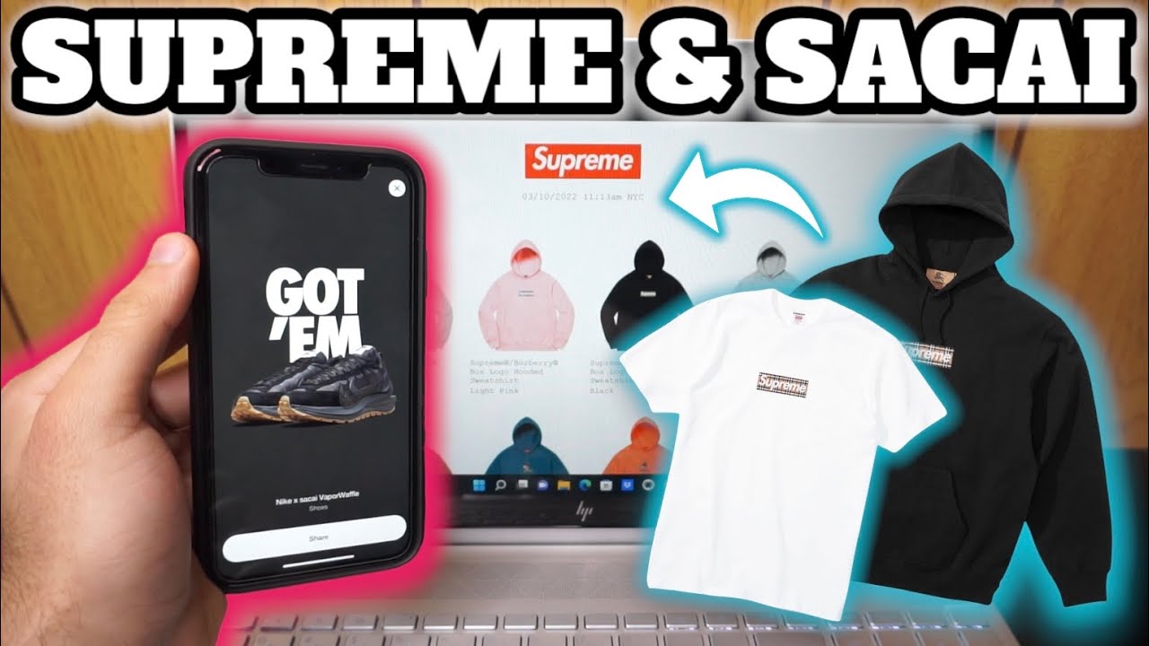 LIVE COP: Supreme x Burberry Box Logo & Nike Sacai VaporWaffle “Black/White Gum”