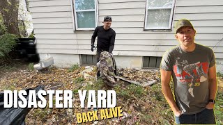 DISASTER yard REVIVED  1,000 lbs of TRASH GONE!
