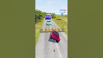 Small and big cars vs massive speed bump #monstertruck