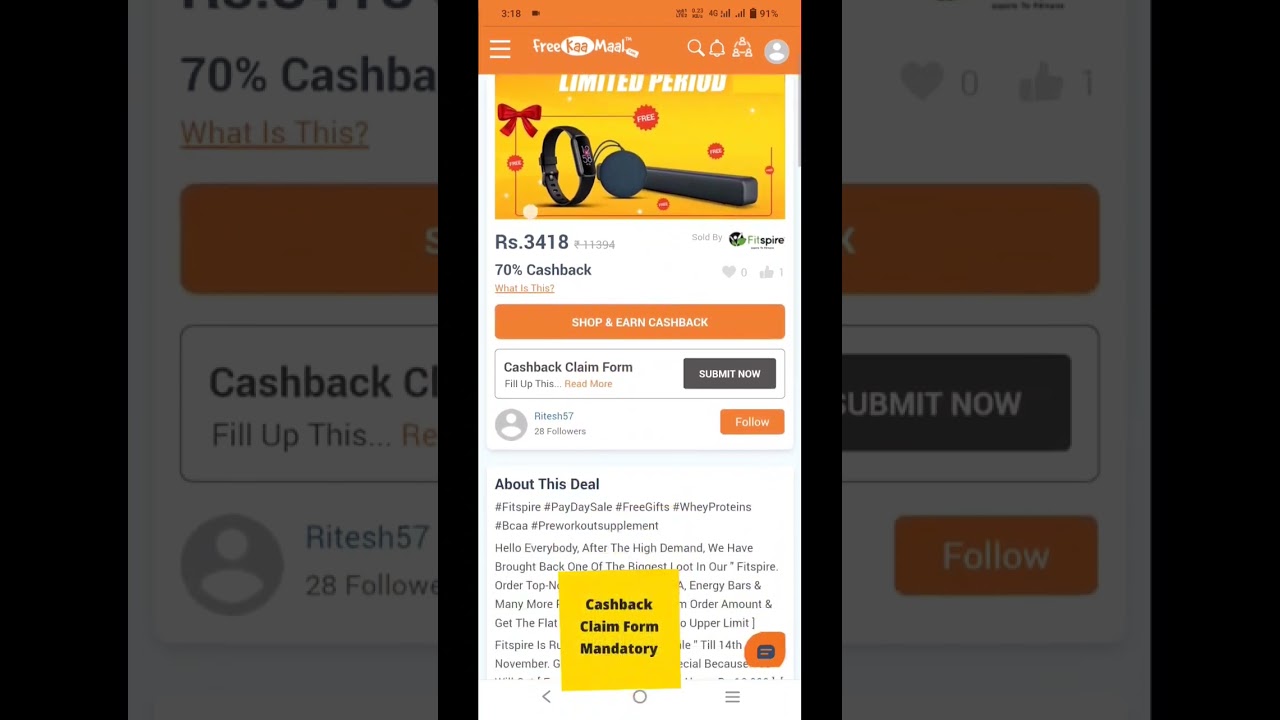 Fitspire Protein 70% Cashback In Bank Loot 💸🤑 