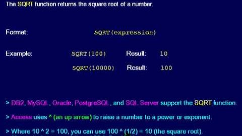 SQL 085 Numeric Scalar, SQRT or Can I get a number